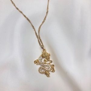 Gold-diamond Dragon Necklace